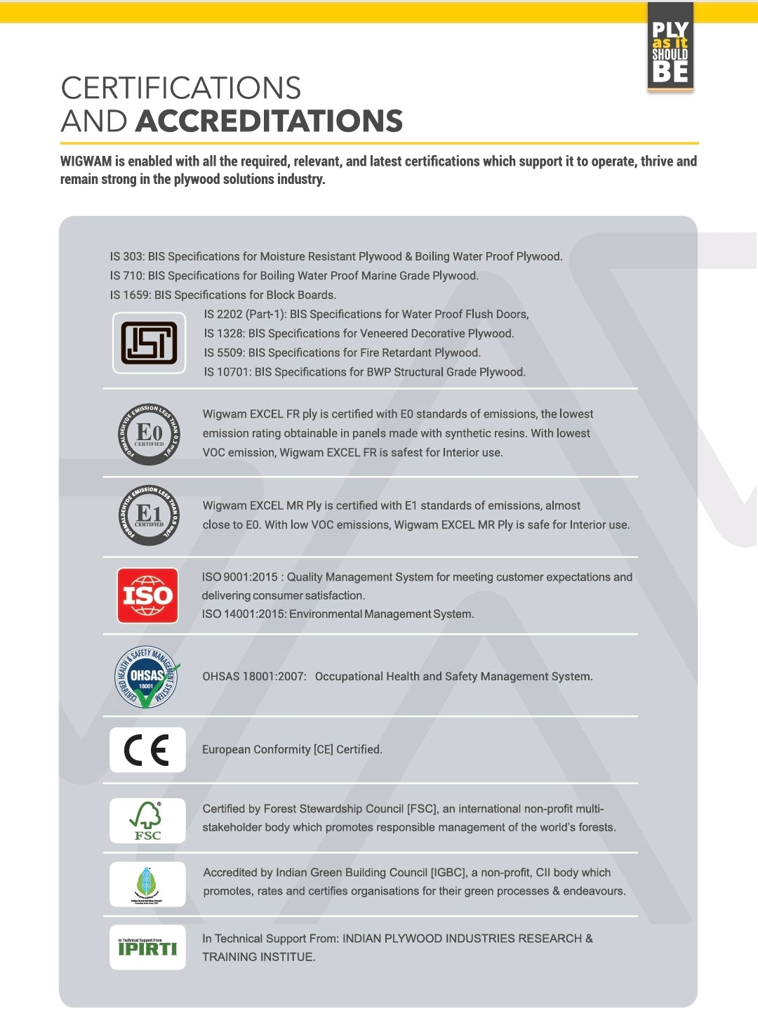 WIGWAM EXCEL BWP IS:5509